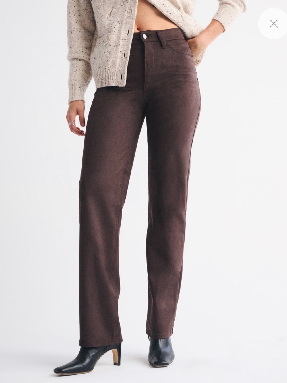 Abercrombie & Fitch Dark Brown Suede 90s Relaxed High Rise Pants